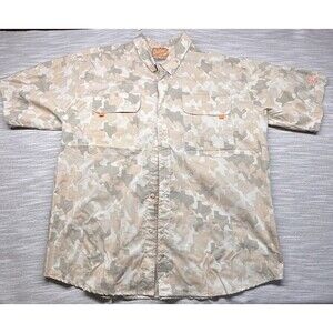 Old Tejas Camouflage Breathable Vented Button Down Shirt (Men's 2XL) Tan